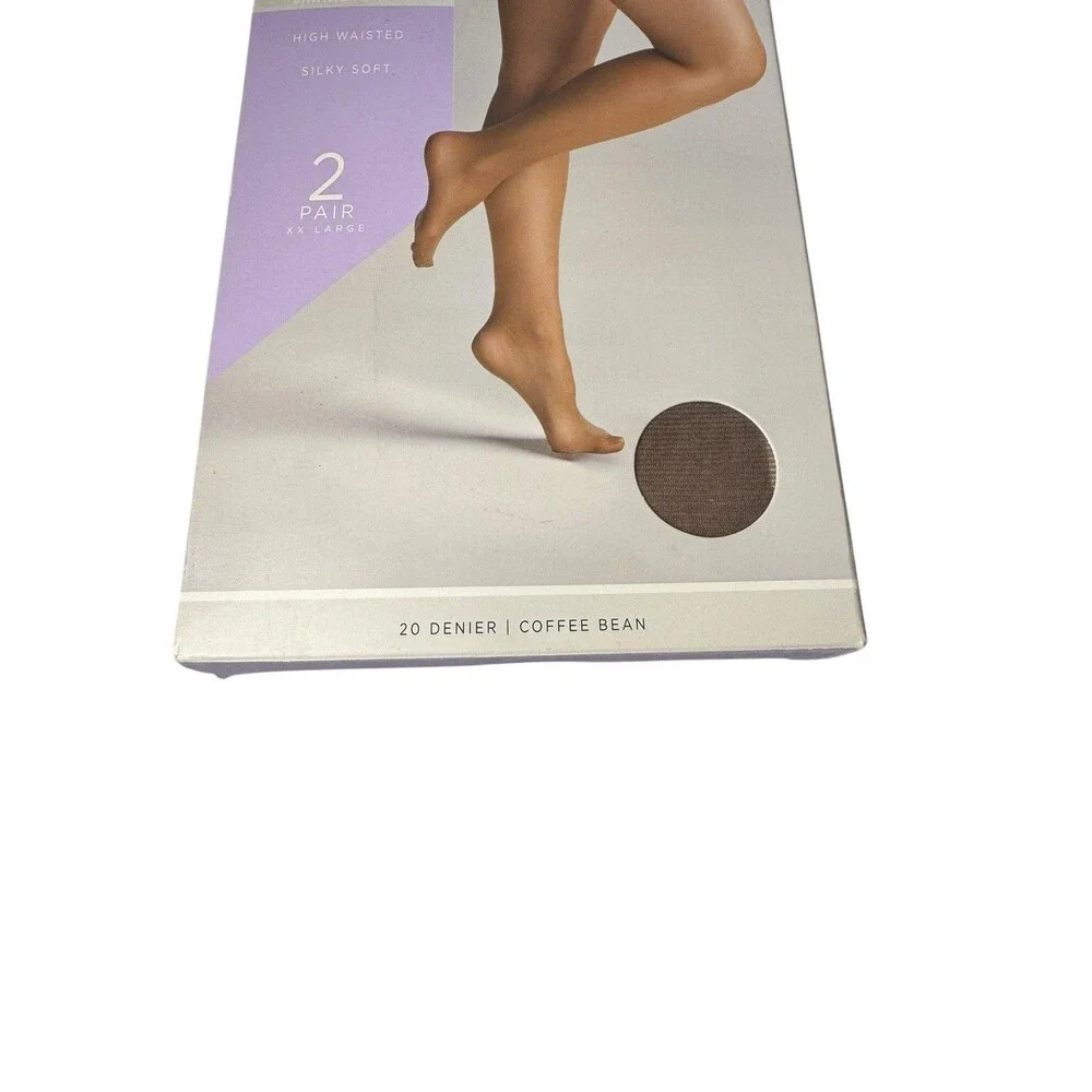 Silk Impressions Shimmer Sheer 20 Denier Coffee Bean Size XX Large 2 Pair